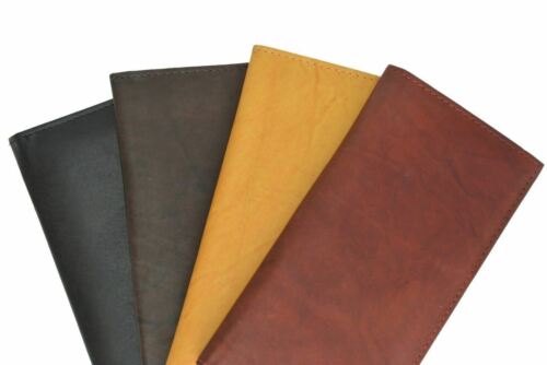 Checkbook Cover Holder Super Slim Plain Mens Womens Genuine Leather Cowhide New