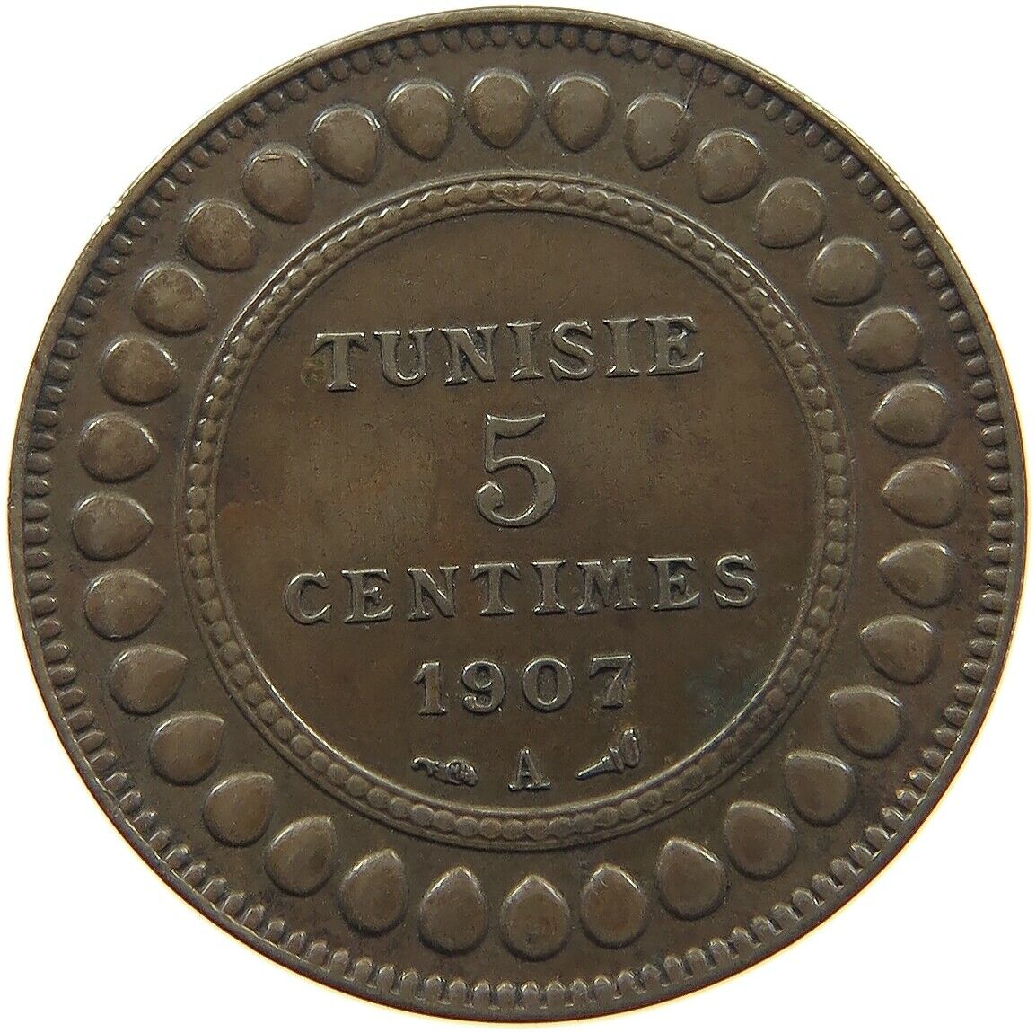 Tunisia 5 Centimes 1907 Top #c80 251